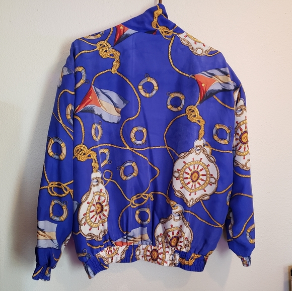 FUDA international vintage silk nautical print jacket women's size M medium - Picture 2 of 4